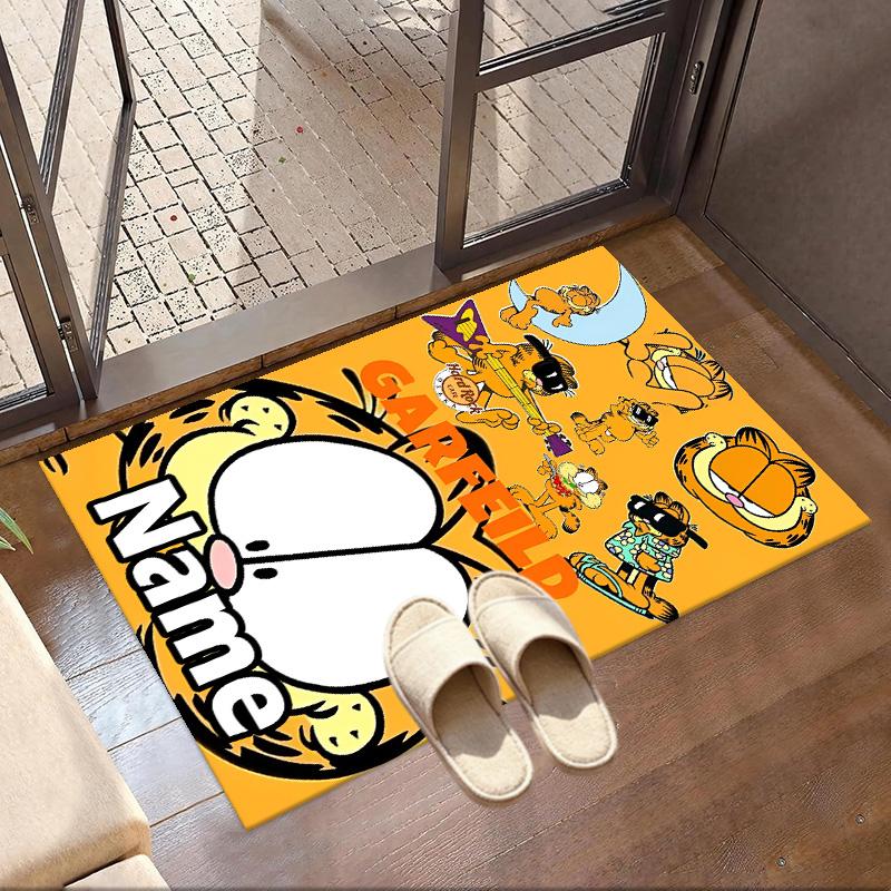 Custom Name Personalized Garfield Print Carpet, Versatile Home Decor Rug, for Playroom, Apartment, Balcony, Entryway, Hallway Gift