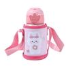 Kids' Outdoor Thermos Cup - Deer Antler Design, Straw & Smart Lid, Stainless Steel, Cartoon Style with Strap