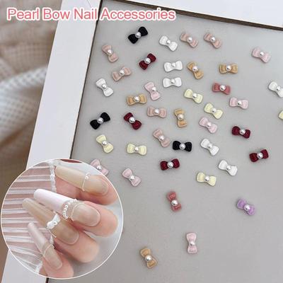20 Stück Einfarbig Minimalistisch Perle Schleifen Nagelanhänger Schleifen Mini Resin Strasssteine Eingelegt Nagelkunst Dekorationen Für DIY Maniküre