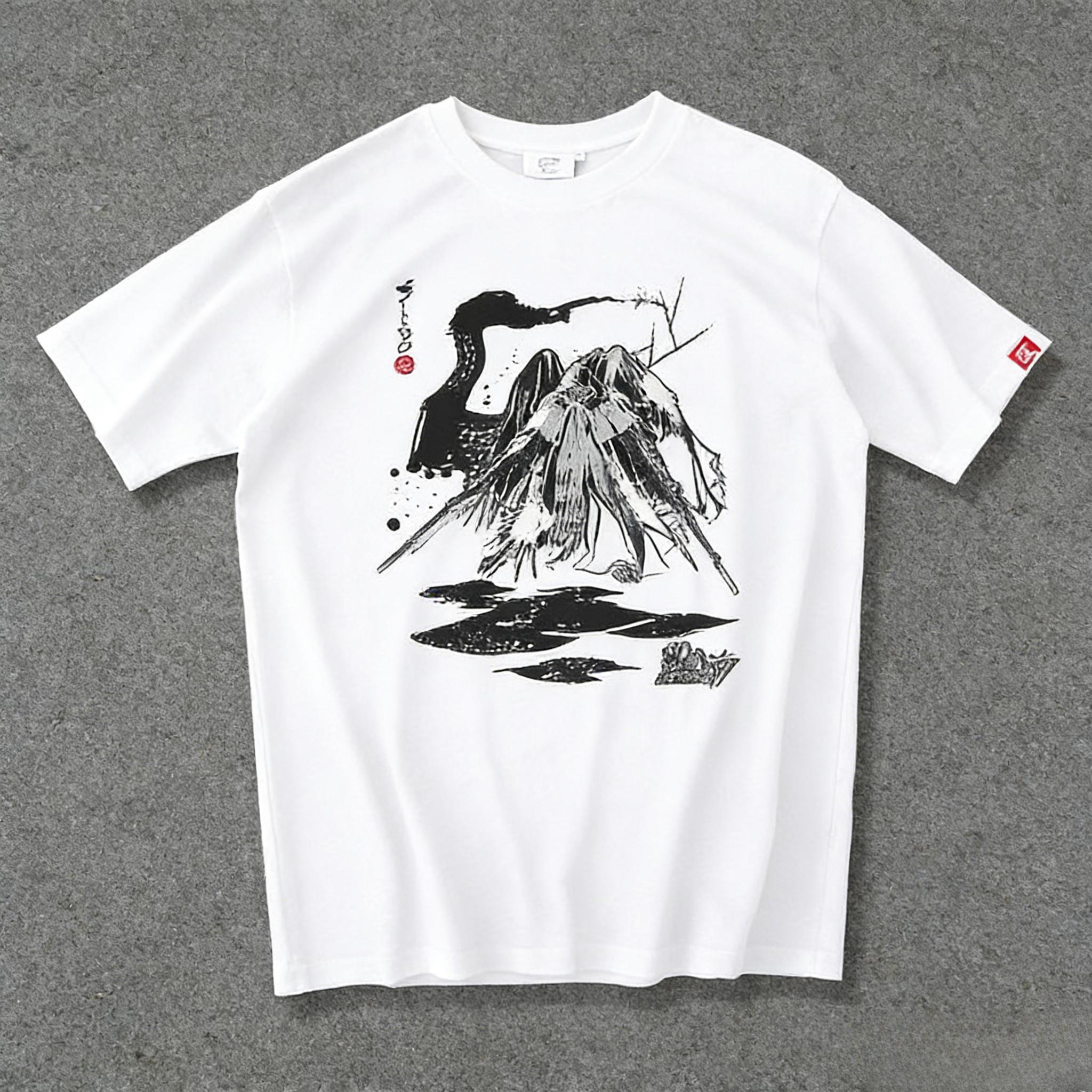 

2026 New Gundam Mobile pattern Warrior Loose Short Sleeve Tshirt Pure Cotton Round Neck Top Trendy high quality soft Tshirt S
