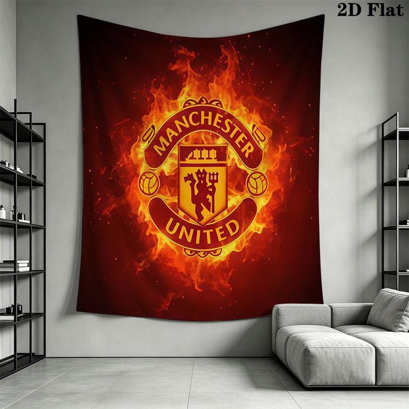 Man Utd J Wall Hanging Printed Fabric Blanket Decorative Tapestries for Bedroom Living Room Home Decor
