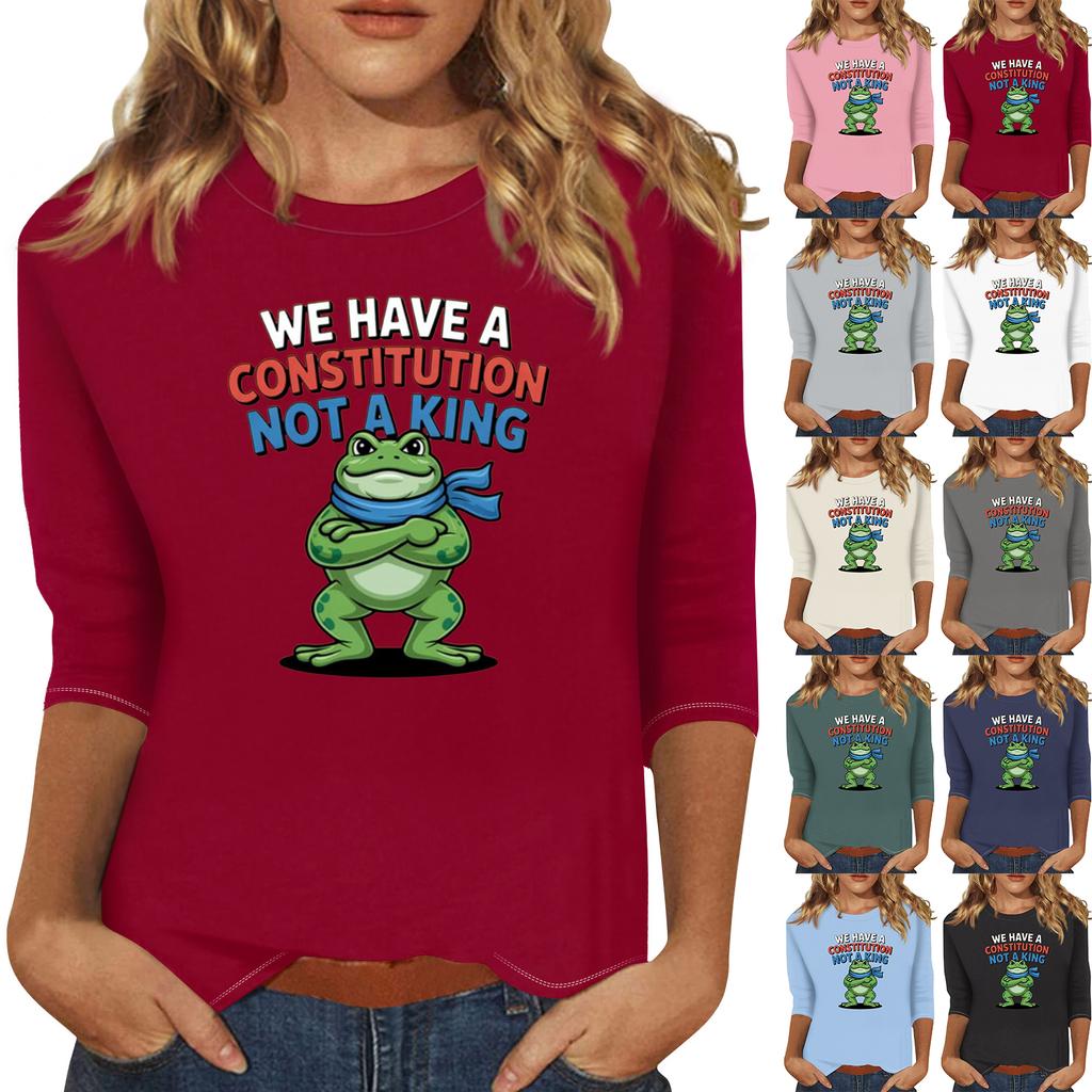 Women's Fashionable Casual Three-quarter Sleeve Round Neck Top