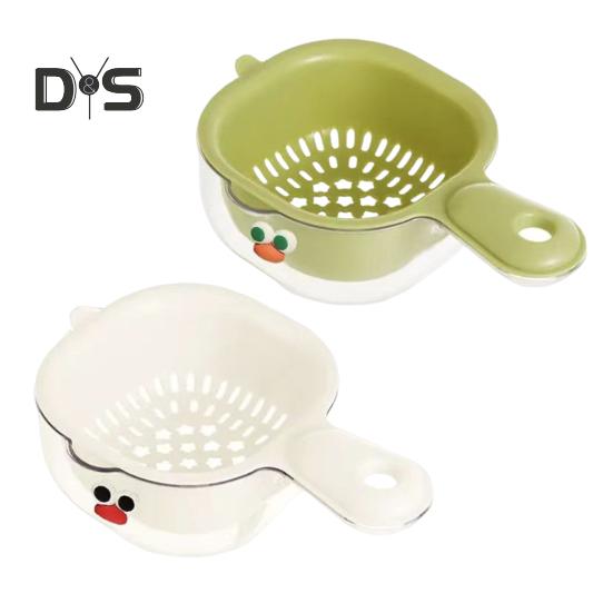 2/3 stk doble lags avløpskurver med håndtak BPA-fri multifunksjonell fruktsil avløpskurver med håndtak