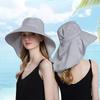 Women Snap Fastener Big Brim Hat Protection Visors Bucket Hat Sunscreen Fisherman Hats Outdoors Fishing Cap Ponytail Sun Hat