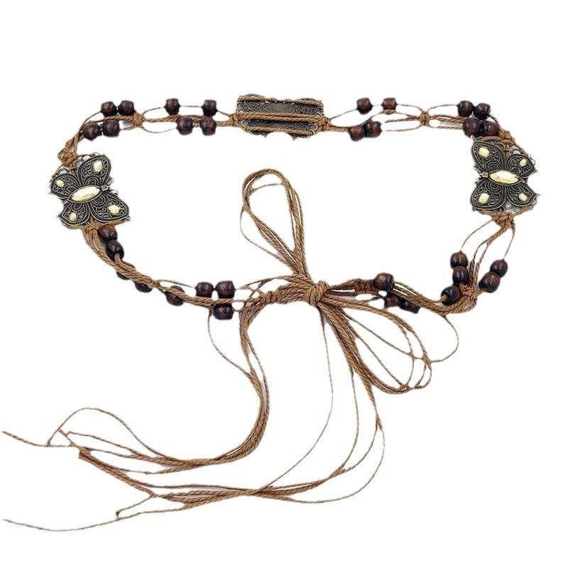 Retro Versatile Braided Waist Rope Bohemian Women's Waist Decoration Belt Ethnic Belt Korean Style Decorative Casual Waist Chain