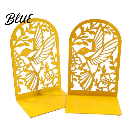 Metal Bookends 1 Pair Hummingbird for Shelves Decorative Heavy Duty Book Ends Stoppers Unique Design Office Desk Shelf Non-Skid Holder Organizer