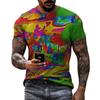 Summer Round Neck 3D Vibrant Ethnic Print Top Fashionable Casual Short Sleeved Men's T-shirts