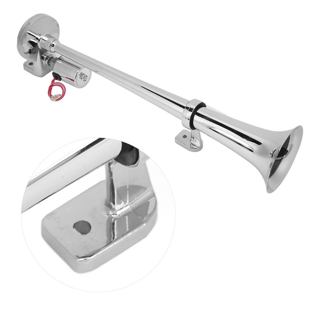 Electric Trumpet Horn 1 Tube for Train Car Boat Zinc Alloy Chrome Plating 135db 450mm 12V 24V