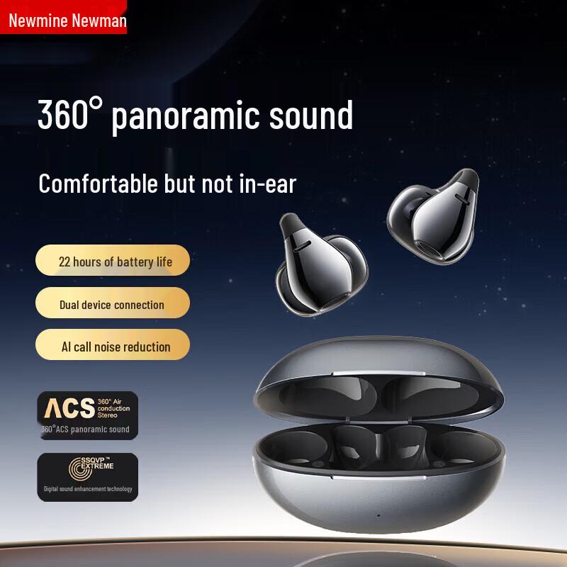 Newmine LY36 Open-Ear Clip-On Bone Conduction Bluetooth Earbuds