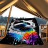 1pc Colorful Cat Outdoor Blanket - Soft Flannel Cozy for Travel & Camping - All-Season Warm Bed Cover, Machine Washable yy251229082
