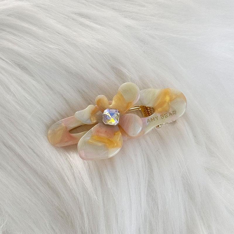 French Temperament Rhinestones Small Flower Hair Clip Acetic Edge Clip Bangs Clip Duck Beak Clip Top Clip Hair Accessories