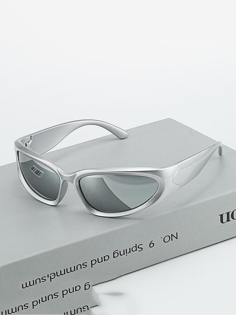 1pc Cyber futuristic silver Y2K Millennium personality fashion glasses MEN'S GLASSES WOMEN'S GLASSES