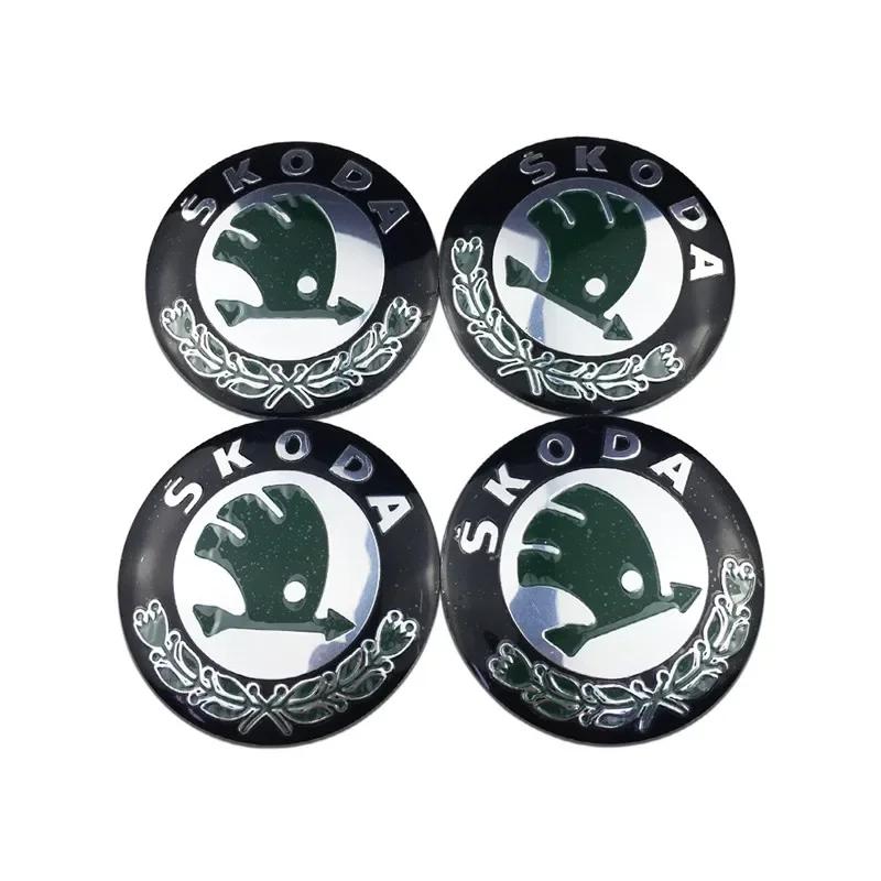 2025 New 4Pcs 56MM Car Wheel Center Hub Sticker for Skoda Octavia A7 Fabia Superb Kamiq Rapid Yeti Citigo Vision Kodiak Auto Acc