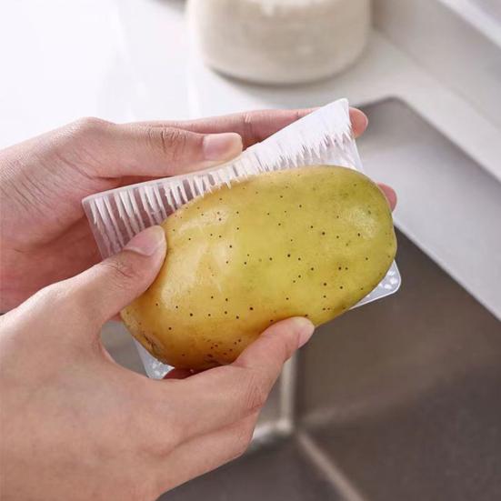4Pcs Fruit Vegetable Cleaning Brush Ergonomic Design Gentle Cleaning Elastic Bristles Fruit Brush Deep Cleaning Tool