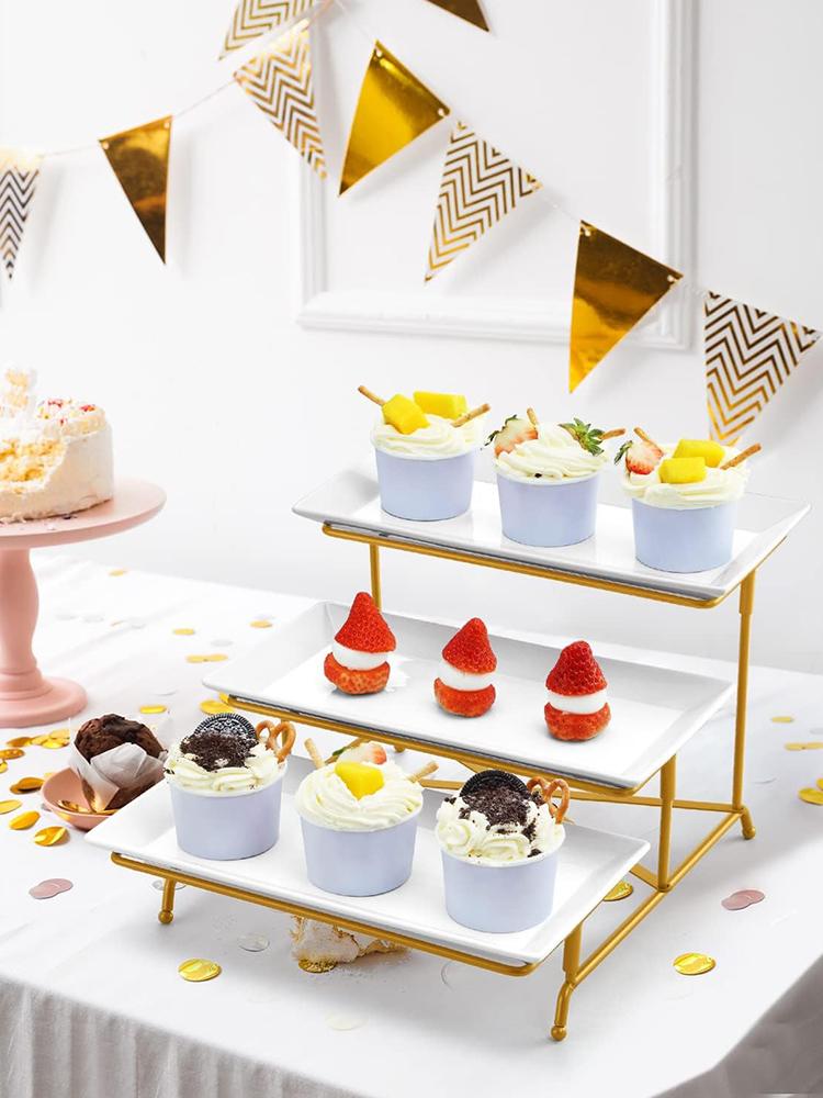 3 Tiers Serving Platters & Sturdier Rack Serving Dishes and Platters Display Serving Dishes for Party Entertaining Food Display