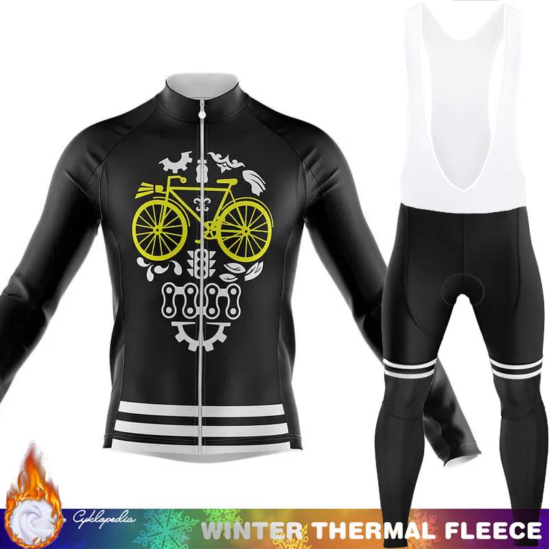 Men's Cycling Jersey Winter Thermal Fleece Biking Clothes Triathlon Road Bikes Man Outfit Long Sleeve Shirt Bicycle Clothing Set