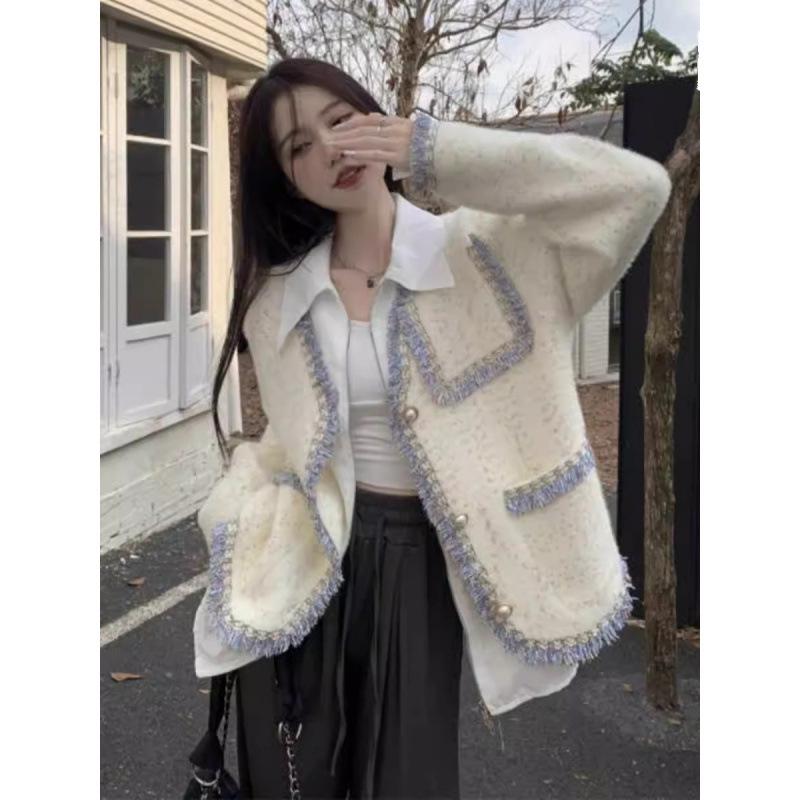 Color-Block Faux Mink Fur Sweater Coat - Korean Style Soft Knit Top for Women (2025)