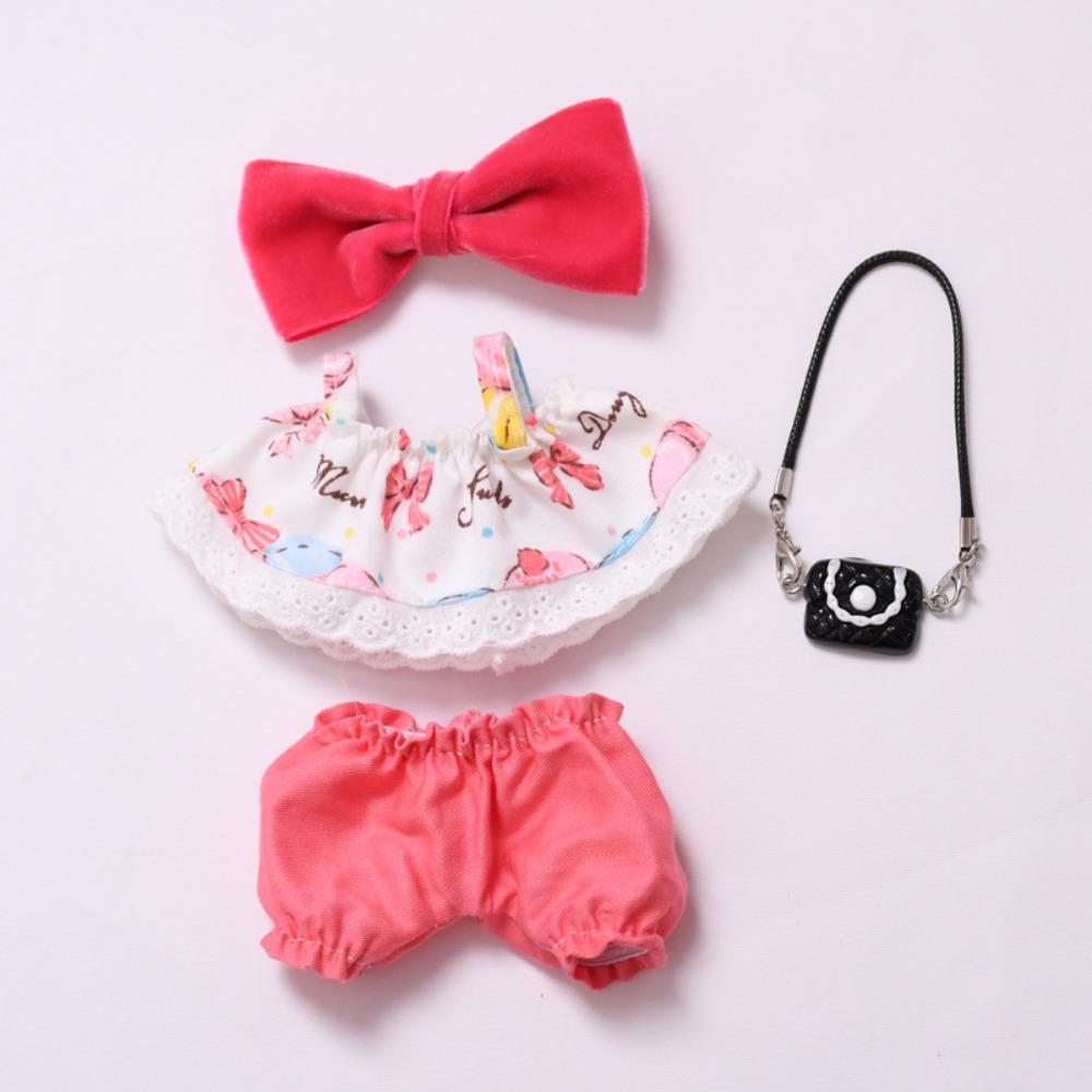 Handmade Sitting Labubu Time Cloth Butterfly 17cm Plush Dolls Clothes  Children Gift