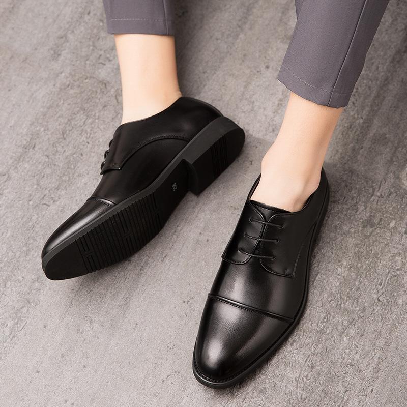 Men's Fashion Lace-up Pointed Toe Leather Derby Shoes - Plus Size, Formal, Business Casual