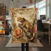 1 pièce Couverture en Flanelle Imprimé Floral Rétro Animal, Haute qualité Toutes Saisons, Décoration de Maison, Chaleur et Confort, Parfait pour les Cadeaux de Noël
