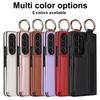 Ring PU Leather Phone Case for Samsung Galaxy Z Fold 5 4 3 Fold5 Fold4 Fold3 5G Wallet with Pen Holder & Card Slot (No Pen)