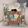 Double Print Cute Elegant Black Cat Cushion Cover Decor Cartoon Animal Pillow Case for Sofa Home Car Soft Plush Throw Pillowcase
