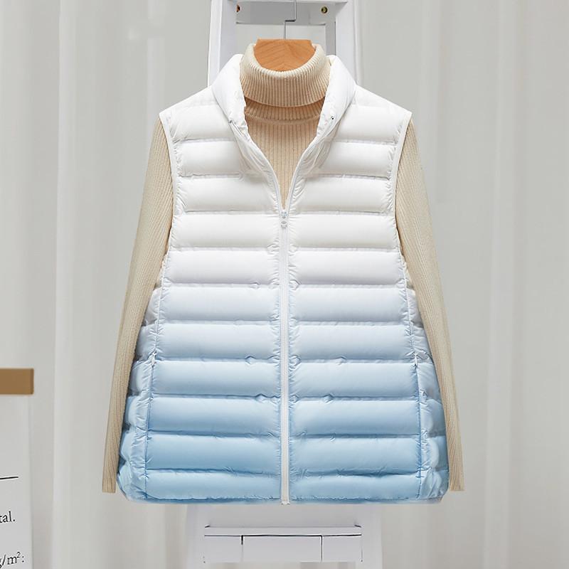 Autumn and winter new white duck down light down vest vest women light and gradual change of color short down jacket tide