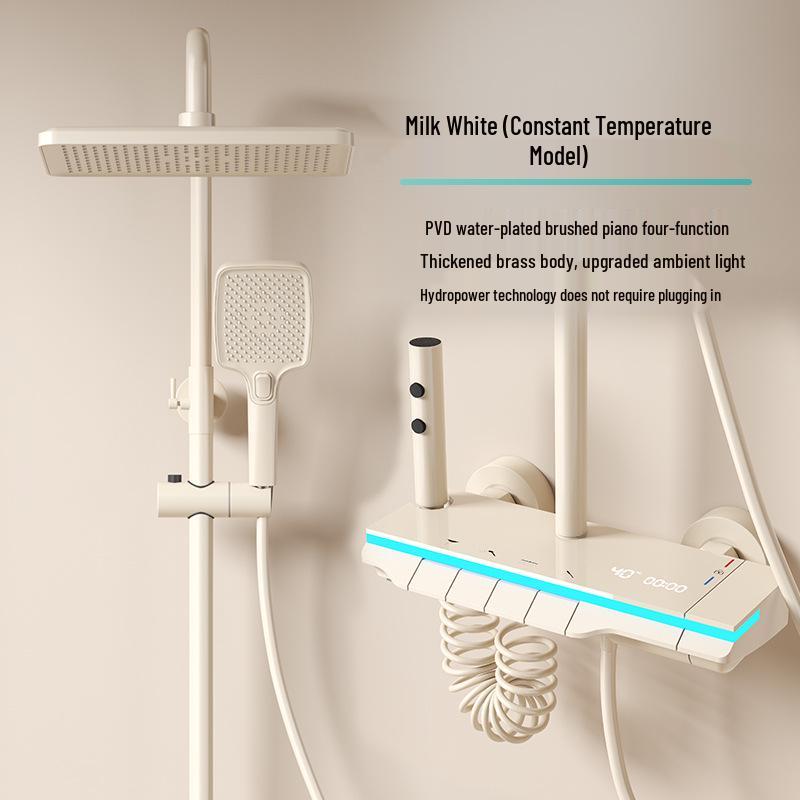 Oryginalny termostatyczny zestaw prysznicowy w całości miedziany z wyświetlaczem cyfrowym i funkcją deszczownicy LED