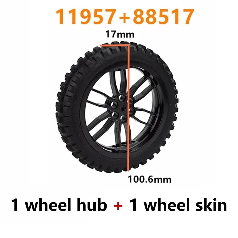 1Pcs Technical Tire & Wheel Hub Building Blocks Compatible with MOC Car Truck Parts