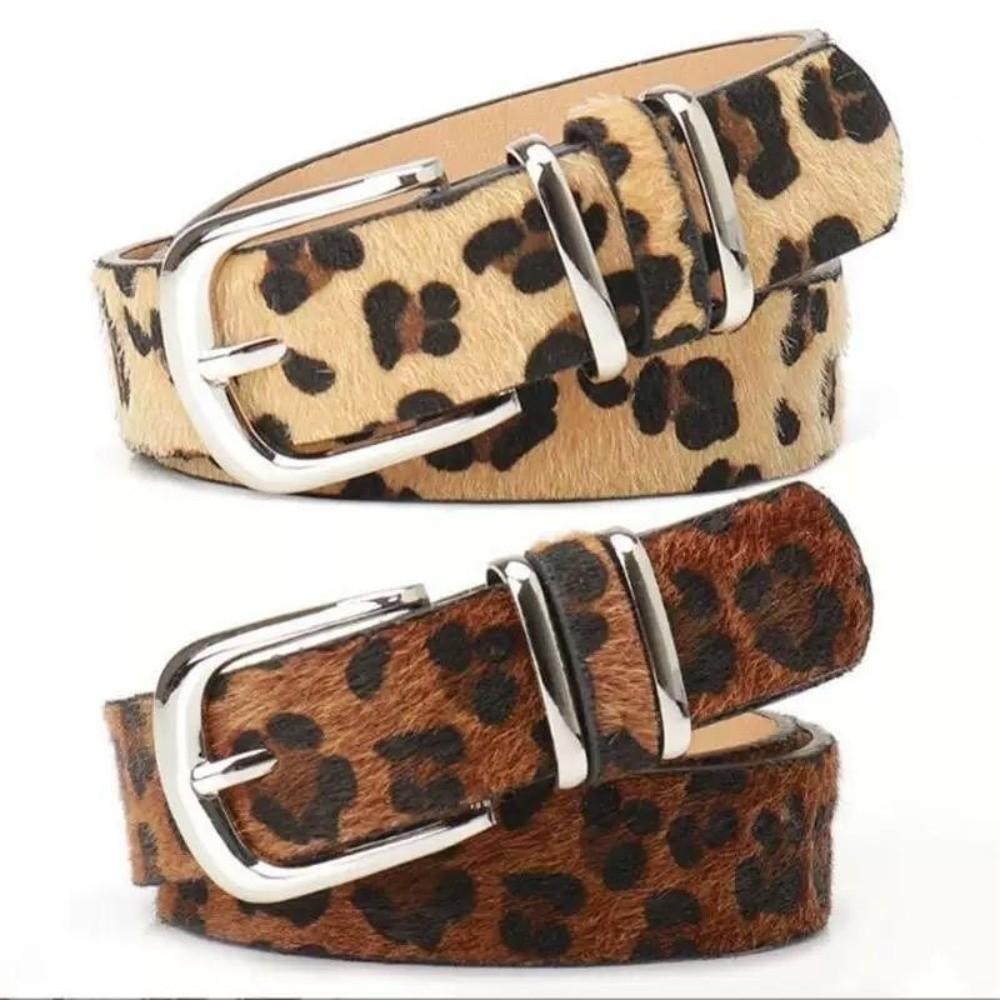 Plush Leopard Print Belt Y2K Waistband Fashion PU Leather Waist Belt  Beach