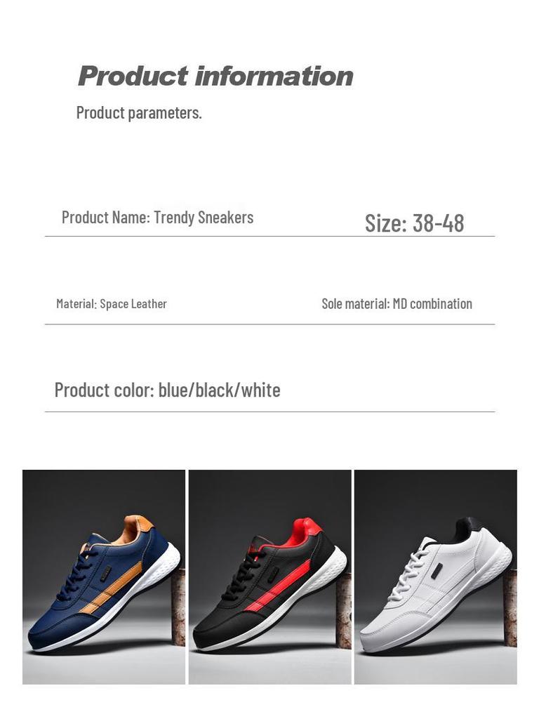 Men's Leather Waterproof Skate Shoes - Plus Size, Casual Sports, Non-Slip, Soft Sole, Spring/Autumn.