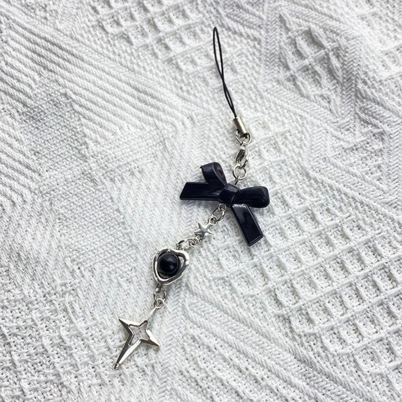 4Pcs Cute Bowknot Star Pendant Phone Charm Y2K Phone Chain Strap Sweet Bag Decoration Lanyards Keychain Accessories