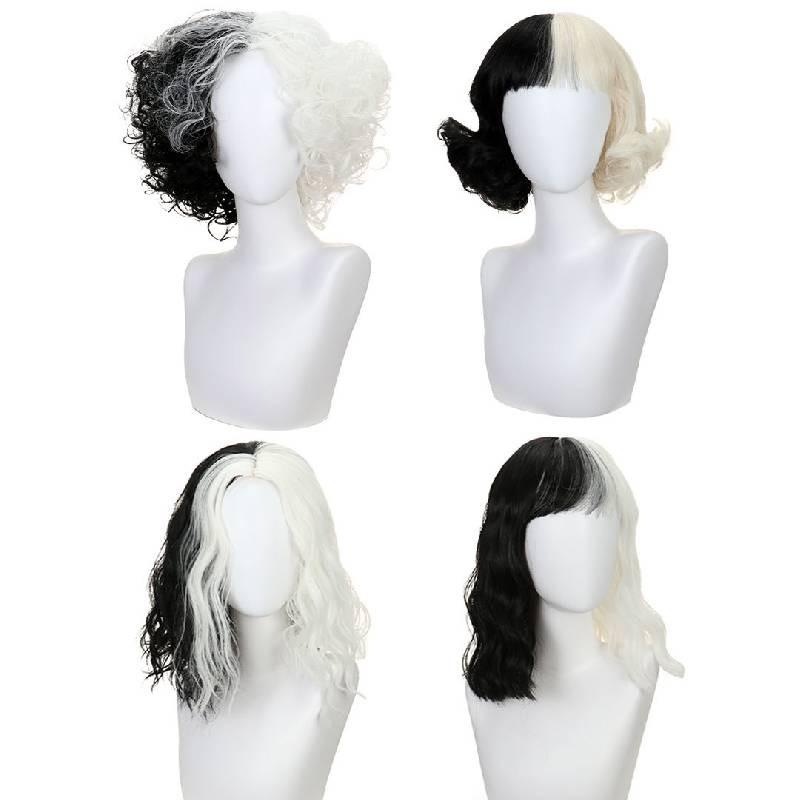 Trendige Kurzhaar-Cruella-Perücke Hochtemperaturfaser Ideal für jeden Hautton