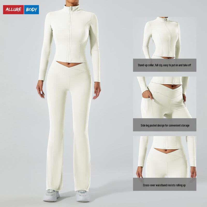 RYGZ Soft Skin-Feel Yoga Jacket & High-Waisted Hip-Lifting Pants Set