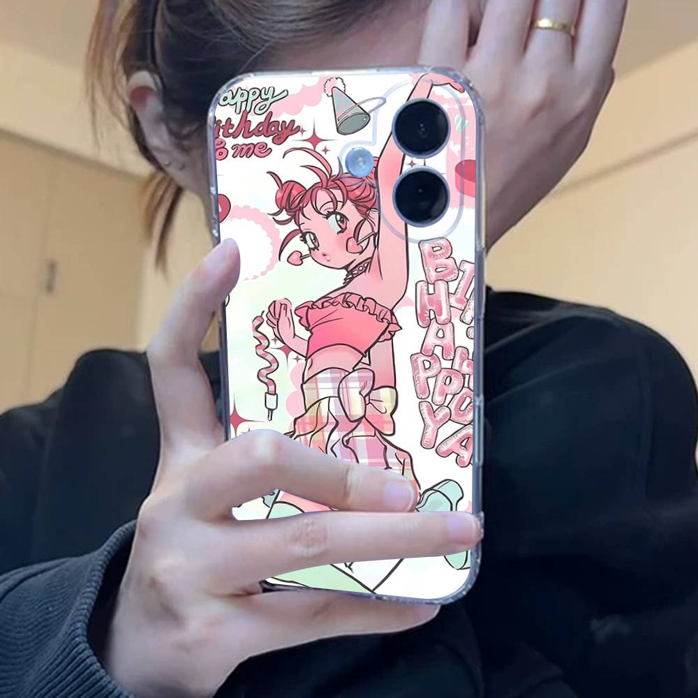 Angel Tsundere Girl Anime Cute Clear Silicone Soft TPU Phone Case For Iphone 17 16 15 14 Plus 13 12 Mini 11 Pro Max Shell Capa