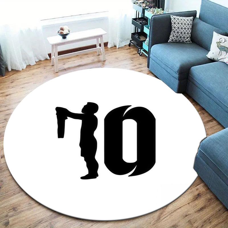Lionel Messi Round Area Rug,Carpet Rug for Living Room Bedroom Sofa Playroom Decor,Non-slip Floor Mat