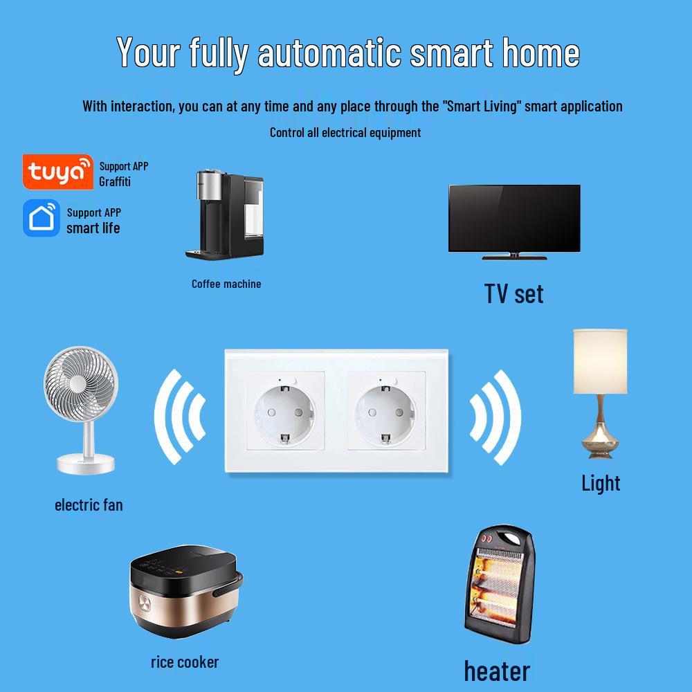 European Smart Double Socket - WiFi Remote Control with Voice and Timer