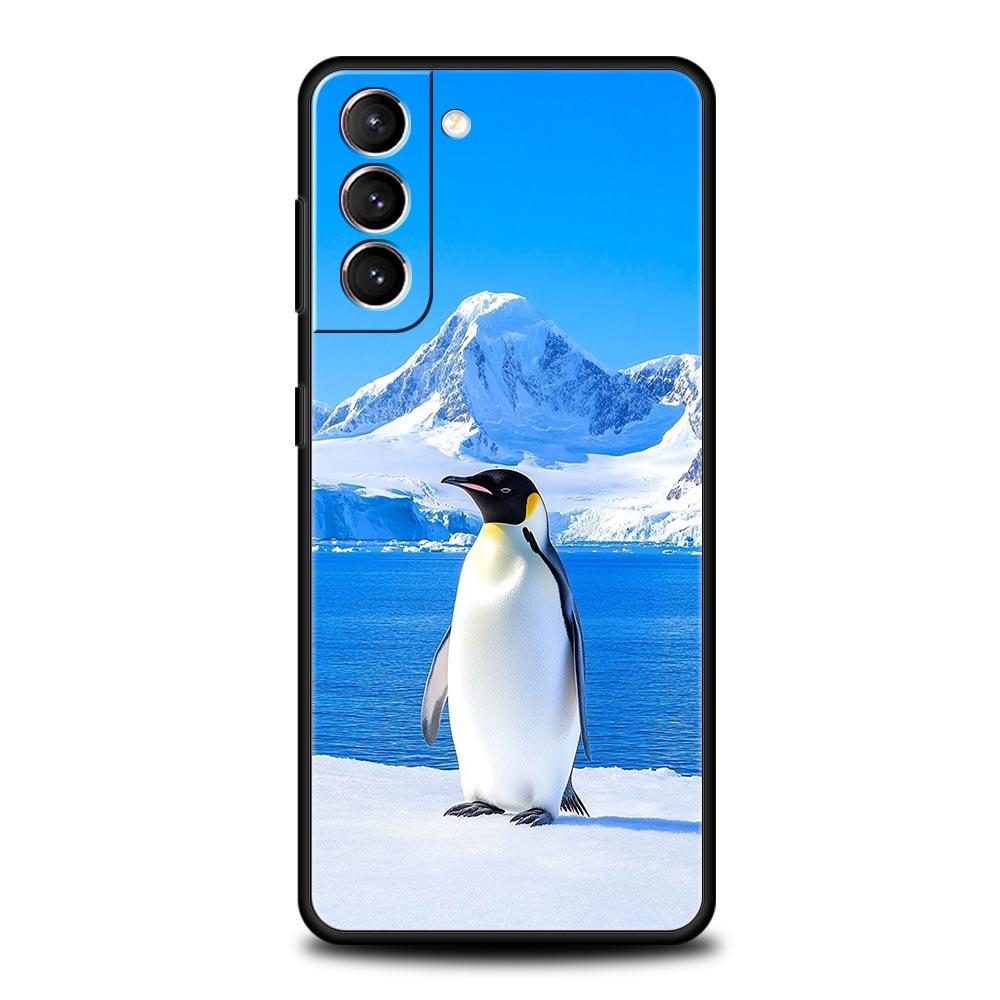 Penguin Kawaii Cute Soft Phone Case For Samsung Galaxy S25 Edge S24 Plus S23 FE S22 S21 S20 Ultra 5G S10 Black Protect Cover