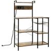 Módulo de Cozinha com Tomadas Embutidas para Micro-ondas com Prateleiras, Estilo Industrial, 90x42x130cm, Marrom