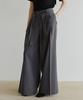 MAKE A TOAST Layered Belted Wide Slacks (Dark Gray) Mbffpa005Dg