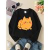 Kids' Sweatshirts, Girls' Sweatshirts, Girls' Autumn Winter Fashion Cute Orange Cat Print Long Sleeve Round Neck Sweatshirt