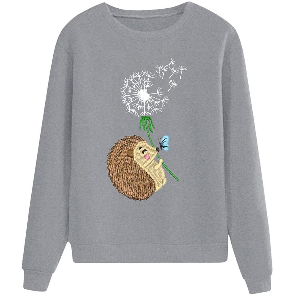 Fashion Womens Loose Winter Print Long Sleeve Sweater With Fleece Top