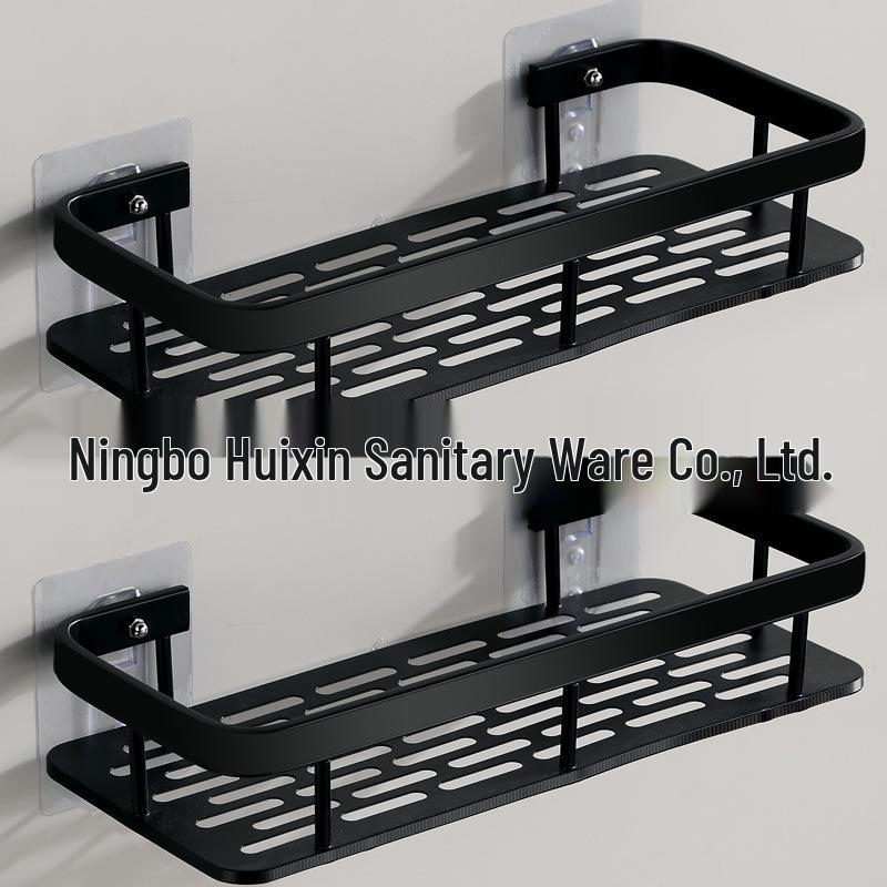 No-Drill Wall-Mounted Bathroom Storage Rack - Aluminum Nail-Free Shelves