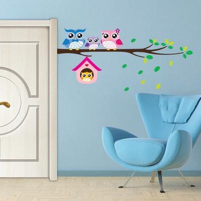 Owls Branch Wall Sticker Removable Family Vinyl Mural Bedroom Nursery Decor Decal