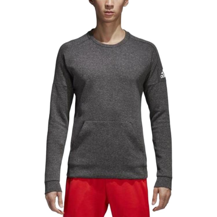adidas Id Stadium Solid Color Casual Crew Neck Pullover Long Sleeve Sweatshirt Men Sweatshirt Dark-Gray CG2098