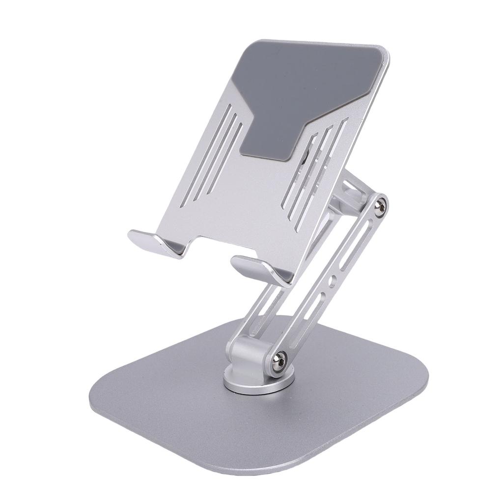 Desk Tablet Stand Adjustable Foldable 360 degrees  Rotating Metal Desk Tablet Holder for Cell Phone Silver