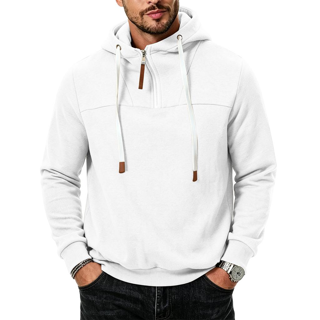 Men's Half Zip Pullover Hoodie Lined Casual Loose Fit Sweatshirt