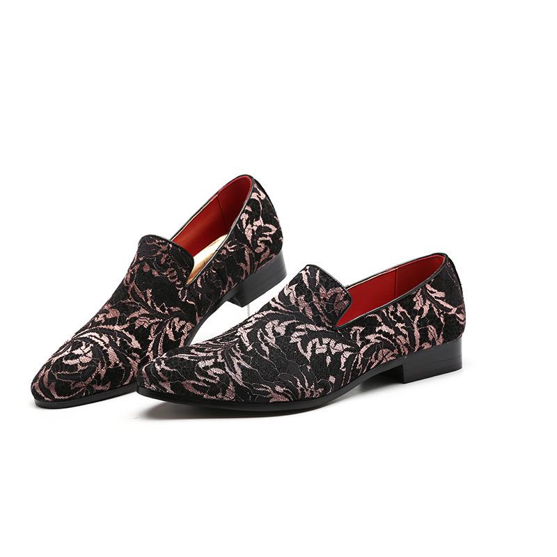 Casual Fashion Flock Men Shoes High Quality Oxfords Business Suit Breathable Work Big Size Flats Formal Dress Shoes Embroidery 2