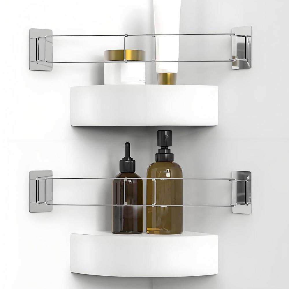 RV Shower Corner Bar Telescopic Storage Rod Toiletry Storage Adjustable Corner Shelves Bar Camper Travel Trailer RV Accessories