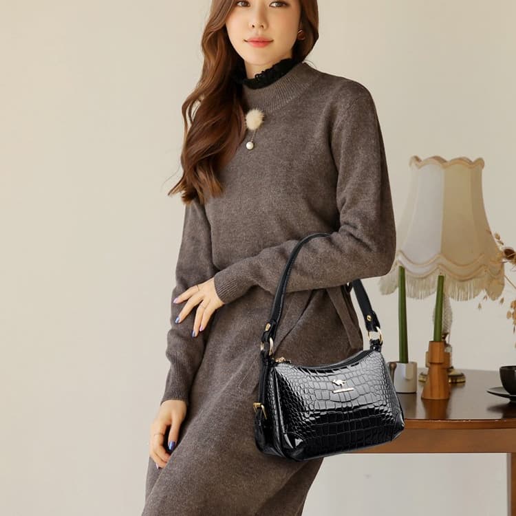 Crocodile Glossy Underarm Bag Women's Multi-Back Shoulder Bag
